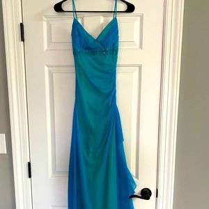 Blue and green dress